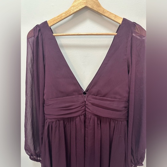 NWT! Lulus Enchant My Love Dark Purple V-Neck Long Sleeve Maxi Dress. Medium - Picture 3 of 6